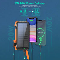 HKM-690771 20000mAh Solar Power Bank with IP67 Waterproof, High-speed Wireless Charging & Dual USB C Output