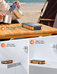 HKM-690771 20000mAh Solar Power Bank with IP67 Waterproof, High-speed Wireless Charging & Dual USB C Output
