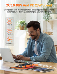 HKM-690771 20000mAh Solar Power Bank with IP67 Waterproof, High-speed Wireless Charging & Dual USB C Output