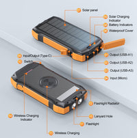 HKM-690771 20000mAh Solar Power Bank with IP67 Waterproof, High-speed Wireless Charging & Dual USB C Output