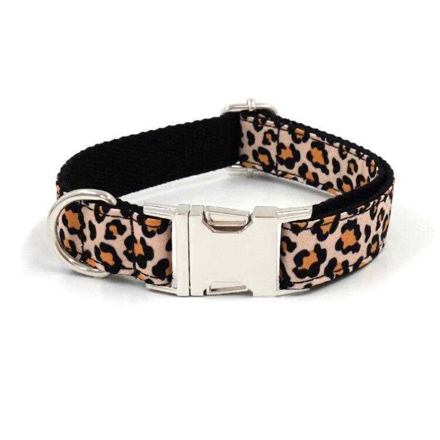 HKM-690771 Leopard Print Dog Collar - Fashionable Polyester Accessory for Pets