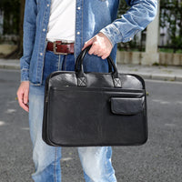 HKM-690771 Men's Genuine Leather Business Executive Laptop Bag - Versatile Briefcase for Office and Documents