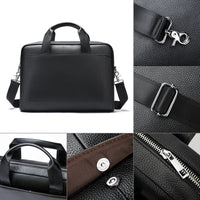 HKM-690771 Men's Genuine Leather Business Executive Laptop Bag - Versatile Briefcase for Office and Documents