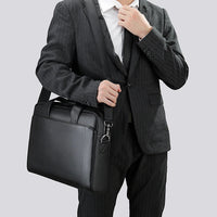 HKM-690771 Men's Genuine Leather Business Executive Laptop Bag - Versatile Briefcase for Office and Documents