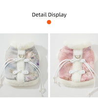 HKM-6908093 Elegant Chinese-Style Fleece Vest for Small to Medium Pets - Warm Floral Design for Autumn & Winter Celebrations