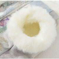 HKM-6908093 Elegant Chinese-Style Fleece Vest for Small to Medium Pets - Warm Floral Design for Autumn & Winter Celebrations