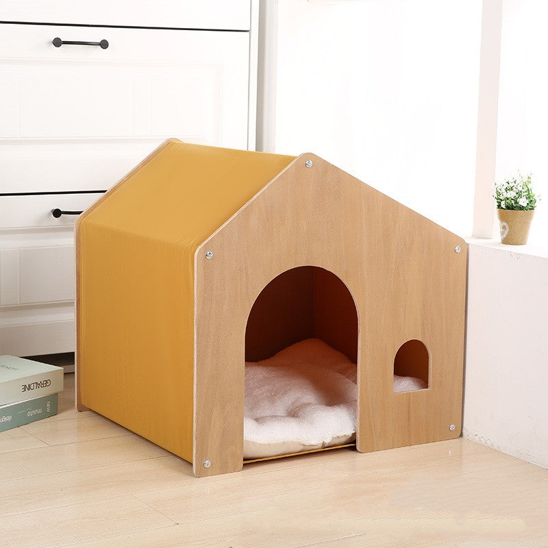 HKM-6908349 Wooden Pet Tent for Cats and Dogs - Eco-Friendly Four Seasons Design