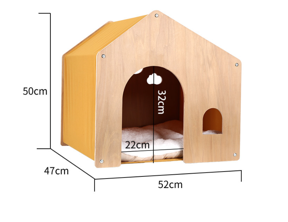 HKM-6908349 Wooden Pet Tent for Cats and Dogs - Eco-Friendly Four Seasons Design