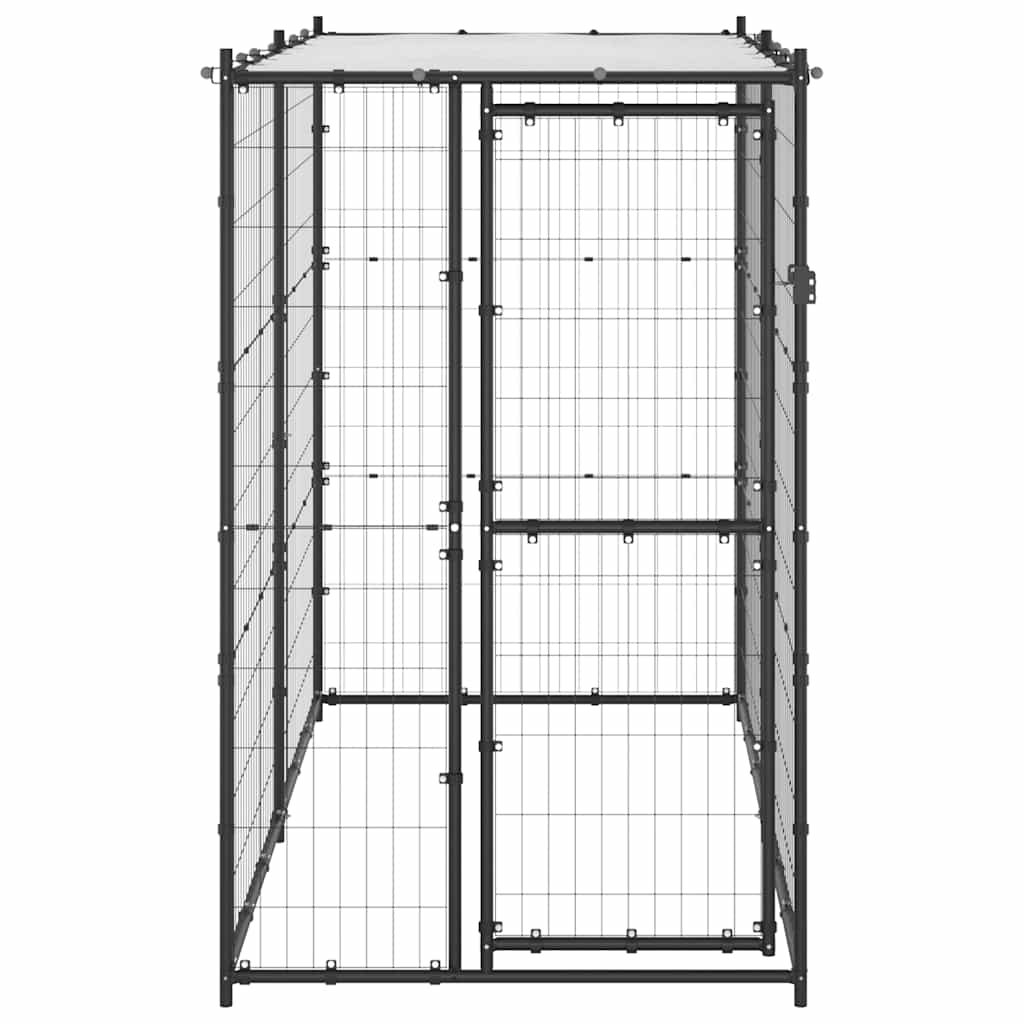 HKM-6908605 Outdoor Dog Kennel with Roof - Versatile Play Space with Secure Mesh and Water-Repellent Cover, 110x220x180 cm