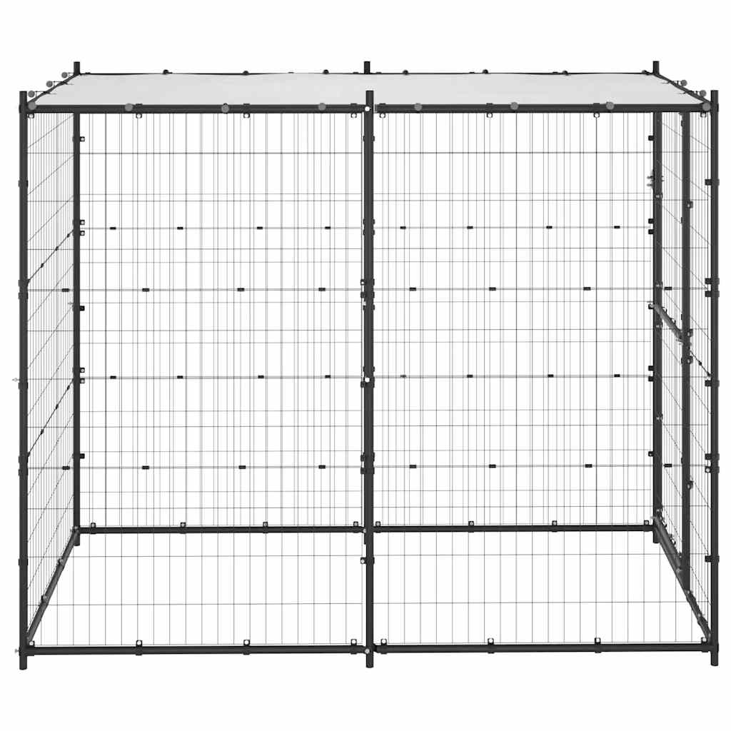 HKM-6908605 Outdoor Dog Kennel with Roof - Versatile Play Space with Secure Mesh and Water-Repellent Cover, 110x220x180 cm