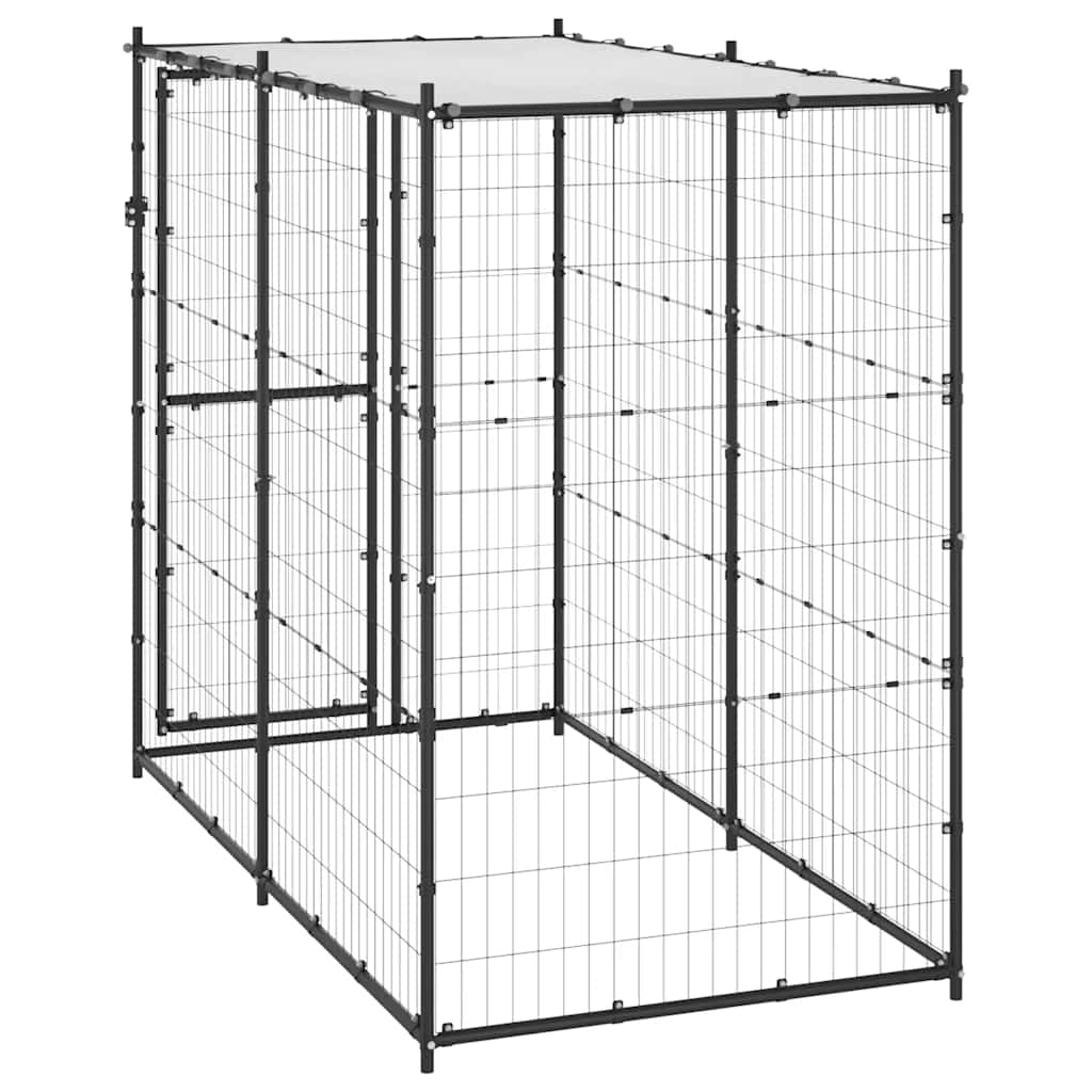 HKM-6908605 Outdoor Dog Kennel with Roof - Versatile Play Space with Secure Mesh and Water-Repellent Cover, 110x220x180 cm