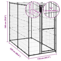 HKM-6908605 Outdoor Dog Kennel with Roof - Versatile Play Space with Secure Mesh and Water-Repellent Cover, 110x220x180 cm