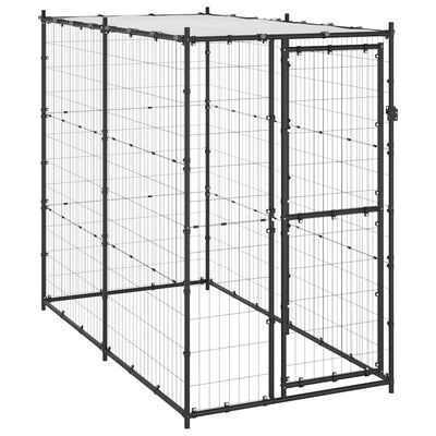 HKM-6908605 Outdoor Dog Kennel with Roof - Versatile Play Space with Secure Mesh and Water-Repellent Cover, 110x220x180 cm