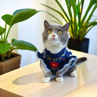 HKM-6909117 Cozy Dark Blue Wool Pet Clothes for Small and Medium Dogs and Cats