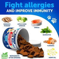 HKM-6909373 Dog Allergy Relief Chews with Fish Oil for Itching Skin, Seasonal Allergies, Immune Support, 180 Soft Treats