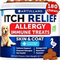 HKM-6909373 Dog Allergy Relief Chews with Fish Oil for Itching Skin, Seasonal Allergies, Immune Support, 180 Soft Treats