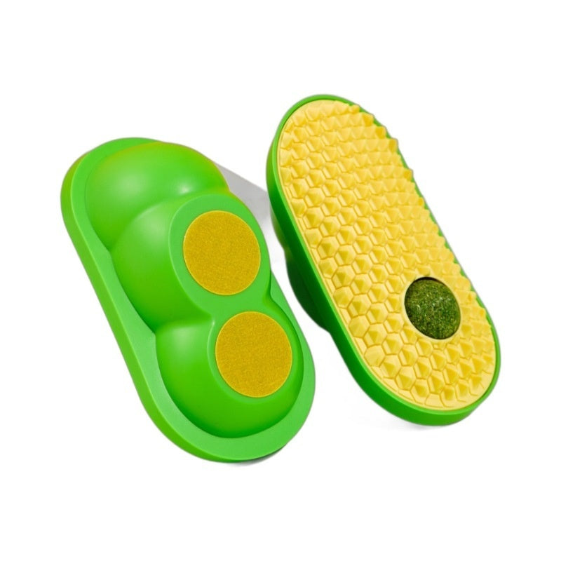 HKM-6909501 Cat Self-Service Scratching Toy - Durable ABS and TPE Material, Available in Yellow, Green, and Pink (14 x 6.5 cm)