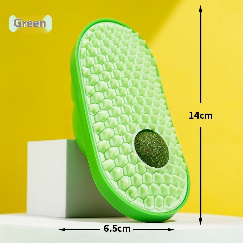 HKM-6909501 Cat Self-Service Scratching Toy - Durable ABS and TPE Material, Available in Yellow, Green, and Pink (14 x 6.5 cm)
