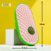 HKM-6909501 Cat Self-Service Scratching Toy - Durable ABS and TPE Material, Available in Yellow, Green, and Pink (14 x 6.5 cm)