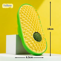HKM-6909501 Cat Self-Service Scratching Toy - Durable ABS and TPE Material, Available in Yellow, Green, and Pink (14 x 6.5 cm)