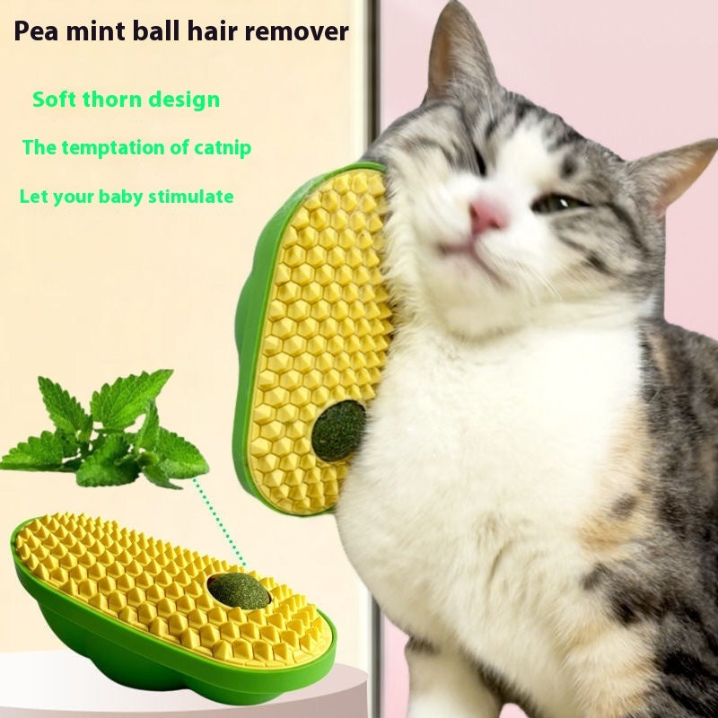HKM-6909501 Cat Self-Service Scratching Toy - Durable ABS and TPE Material, Available in Yellow, Green, and Pink (14 x 6.5 cm)