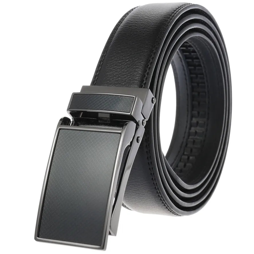 HKM-691091 Fashionable Automatic Buckle Genuine Leather Belt for Men