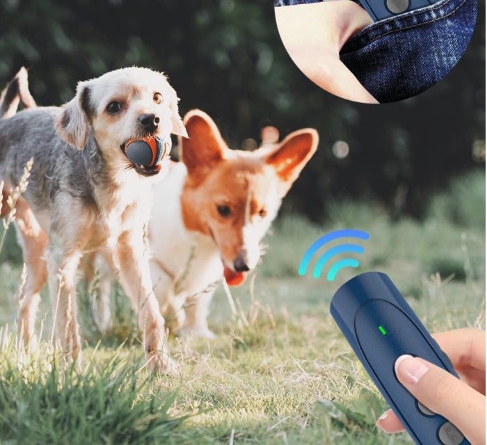 HKM-6912573 Ultrasonic Handheld Dog Bark Control Device - Rechargeable, Black/Sapphire Blue