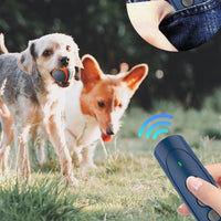 HKM-6912573 Ultrasonic Handheld Dog Bark Control Device - Rechargeable, Black/Sapphire Blue
