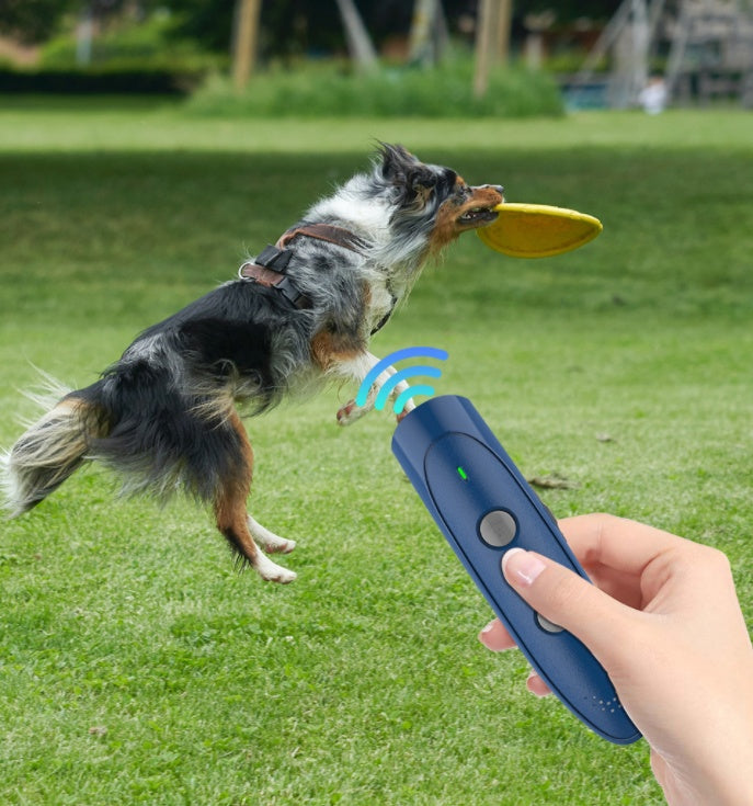 HKM-6912573 Ultrasonic Handheld Dog Bark Control Device - Rechargeable, Black/Sapphire Blue