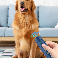 HKM-6912573 Ultrasonic Handheld Dog Bark Control Device - Rechargeable, Black/Sapphire Blue