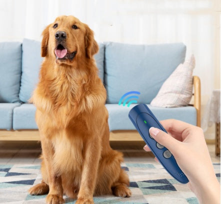 HKM-6912573 Ultrasonic Handheld Dog Bark Control Device - Rechargeable, Black/Sapphire Blue