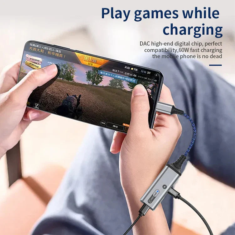 HKM-691283 2 in 1 USB C Headphone and Charger Adapter for iPhone 15/15 Pro and Samsung Devices