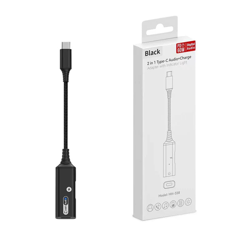 HKM-691283 2 in 1 USB C Headphone and Charger Adapter for iPhone 15/15 Pro and Samsung Devices