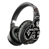 HKM-691283 Foldable and Retractable Bluetooth Headset with Stereo Sound and Graffiti Style in White, Gold, Silver, and Red