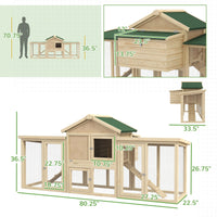 HKM-6912957 Deluxe 65" Outdoor Chicken Coop with Nesting Box and Removable Cleaning Tray