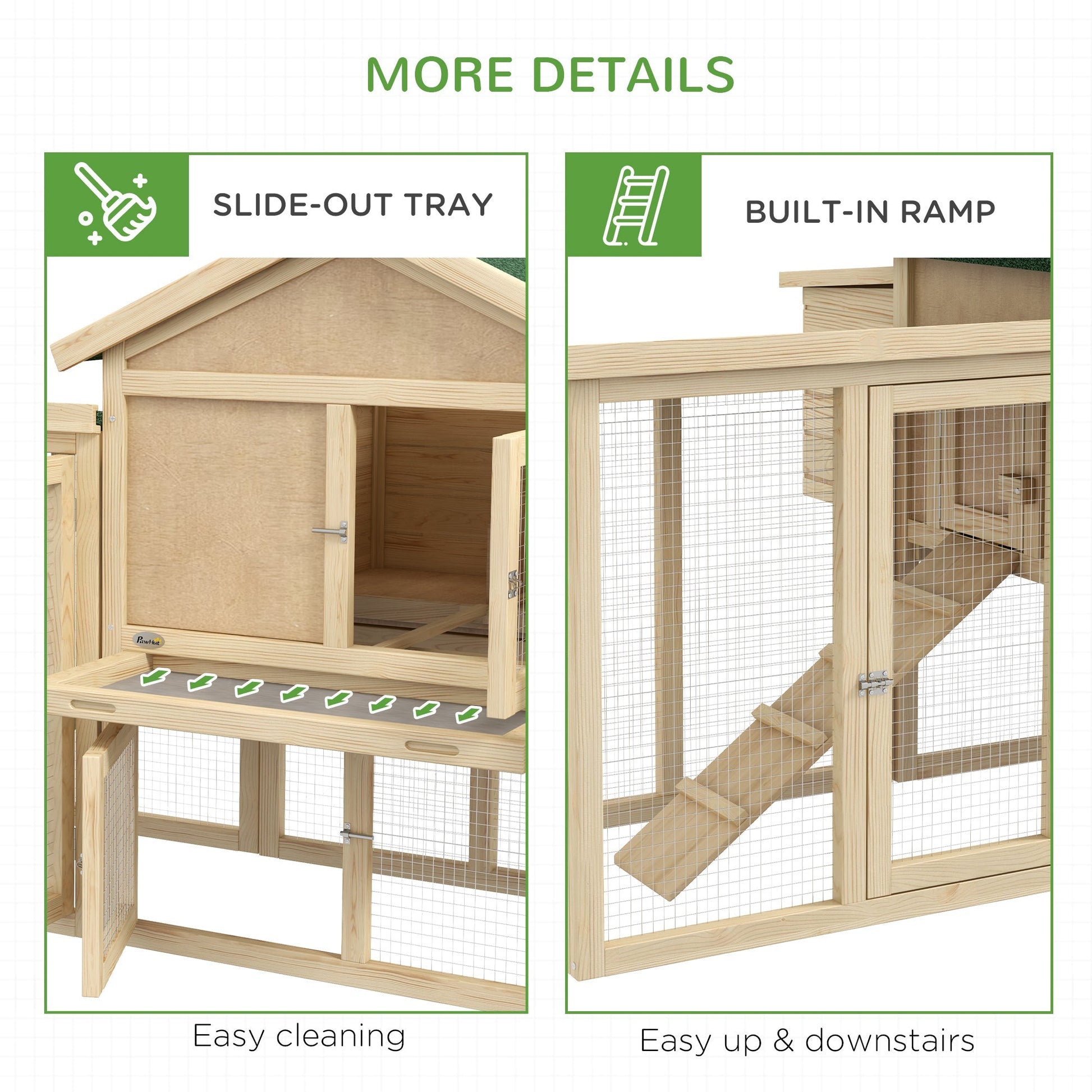 HKM-6912957 Deluxe 65" Outdoor Chicken Coop with Nesting Box and Removable Cleaning Tray