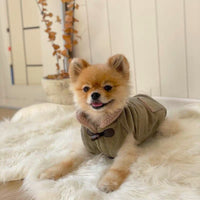 HKM-6913725 Thickened Cotton Pet Coat for Autumn and Winter - Available in Beige and Army Green, Multiple Sizes