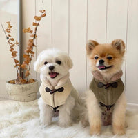 HKM-6913725 Thickened Cotton Pet Coat for Autumn and Winter - Available in Beige and Army Green, Multiple Sizes