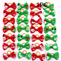 HKM-6914109 Christmas Pet Flower Bow for Dogs and Cats - Mixed Color, Ribbed Lace Style, 3-4 cm