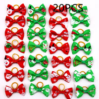 HKM-6914109 Christmas Pet Flower Bow for Dogs and Cats - Mixed Color, Ribbed Lace Style, 3-4 cm
