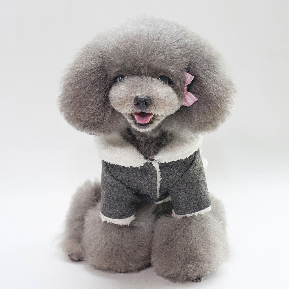 HKM-6914877 Personalized Winter Nordic Jackets for Pets - Dark Gray & Light Brown, Cotton Casual Style