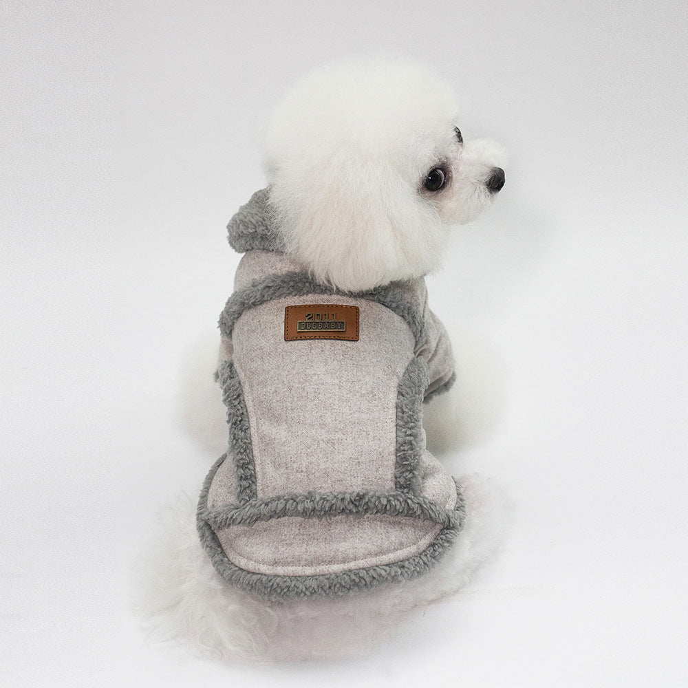 HKM-6914877 Personalized Winter Nordic Jackets for Pets - Dark Gray & Light Brown, Cotton Casual Style