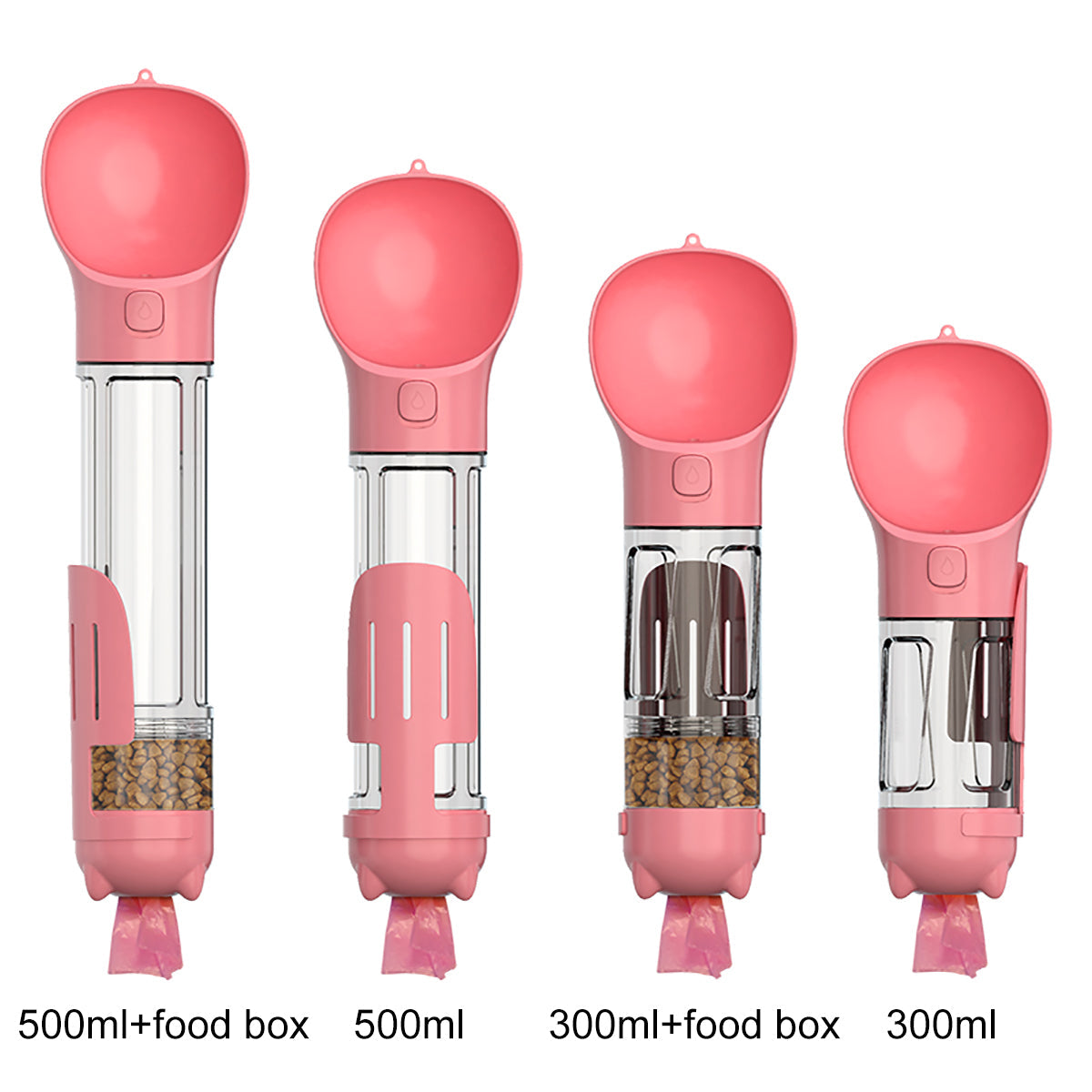 HKM-6915133 Multi-functional Pet Water Bottle with Poo Bag and Shovel - 300ml Capacity in Multiple Colors