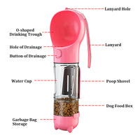 HKM-6915133 Multi-functional Pet Water Bottle with Poo Bag and Shovel - 300ml Capacity in Multiple Colors