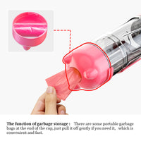 HKM-6915133 Multi-functional Pet Water Bottle with Poo Bag and Shovel - 300ml Capacity in Multiple Colors