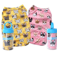HKM-6915645 Cooling Vest for Small Dogs - Cute Pet Print T-Shirt in Yellow and Pink