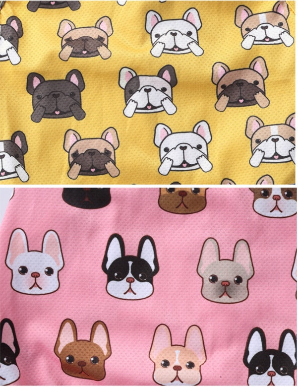 HKM-6915645 Cooling Vest for Small Dogs - Cute Pet Print T-Shirt in Yellow and Pink