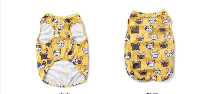 HKM-6915645 Cooling Vest for Small Dogs - Cute Pet Print T-Shirt in Yellow and Pink