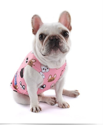 HKM-6915645 Cooling Vest for Small Dogs - Cute Pet Print T-Shirt in Yellow and Pink