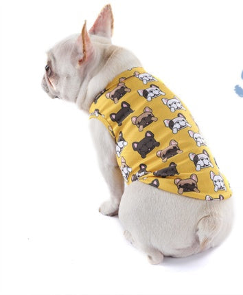 HKM-6915645 Cooling Vest for Small Dogs - Cute Pet Print T-Shirt in Yellow and Pink